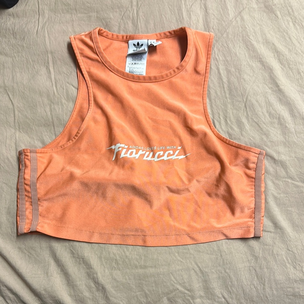 adidas multicolored tank top with rounded neckline and cut out design